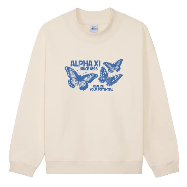 Alpha Xi Delta Blue Butterfly Illustration PR Sweater 2
