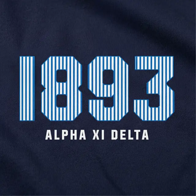 Alpha Xi Delta Striped Year Text PR Hoodie