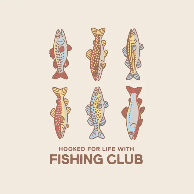 Fishing Club Colorful Fish Illustration PR Sweater