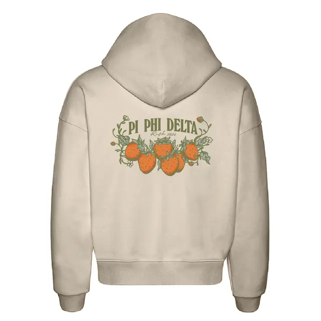 Pi Phi Delta Floral Strawberry Rush Hoodie 2