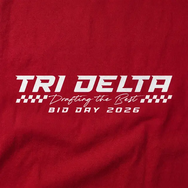 Delta Delta Delta Checkered Flag Drafting the Best Bid Day Tank