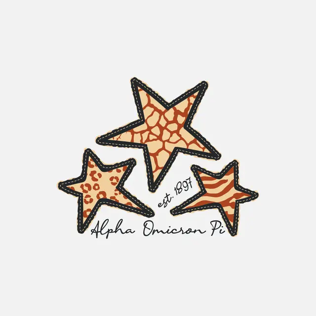 Alpha Omicron Pi Animal Print Stars PR Shirt