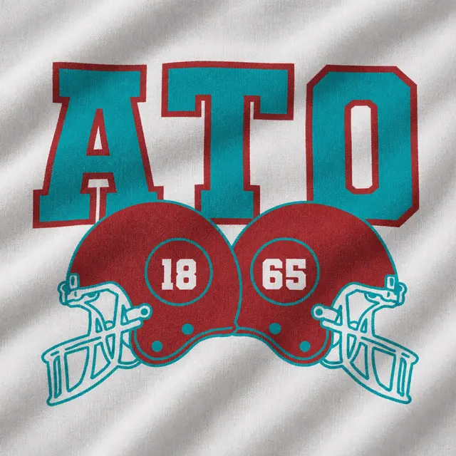 Alpha Tau Omega Football Helmets Block Text PR Crewneck