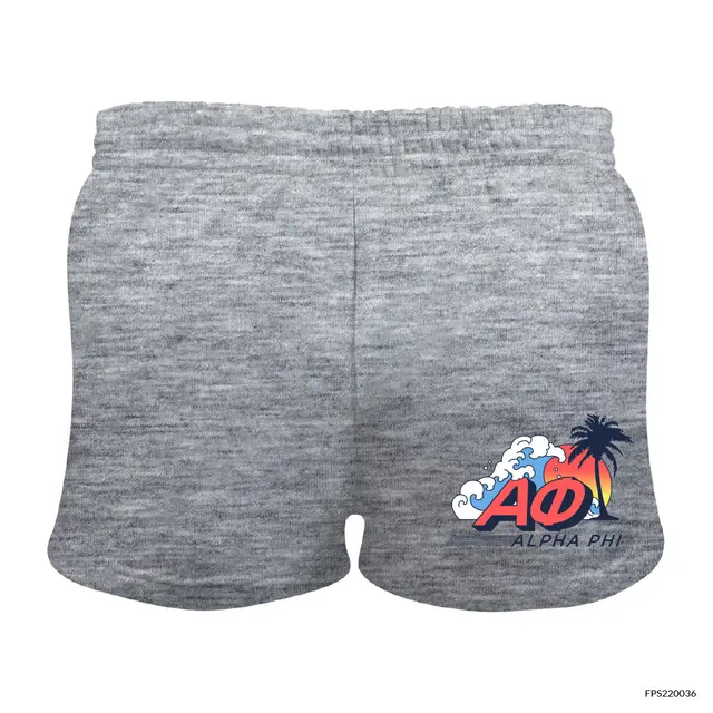 Shorts with Sorority Tropical Wave PR design on it.