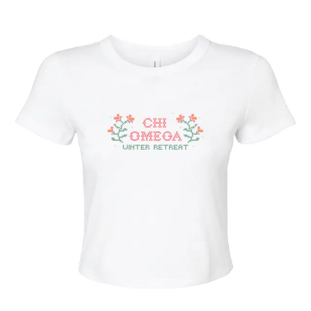 Chi Omega Cross Stitch Floral Winter Retreat Shirt 2