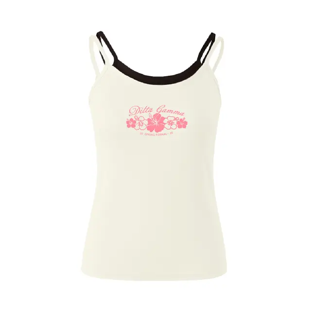 Delta Gamma Playful Hibiscus Floral Spring Formal Tank 2