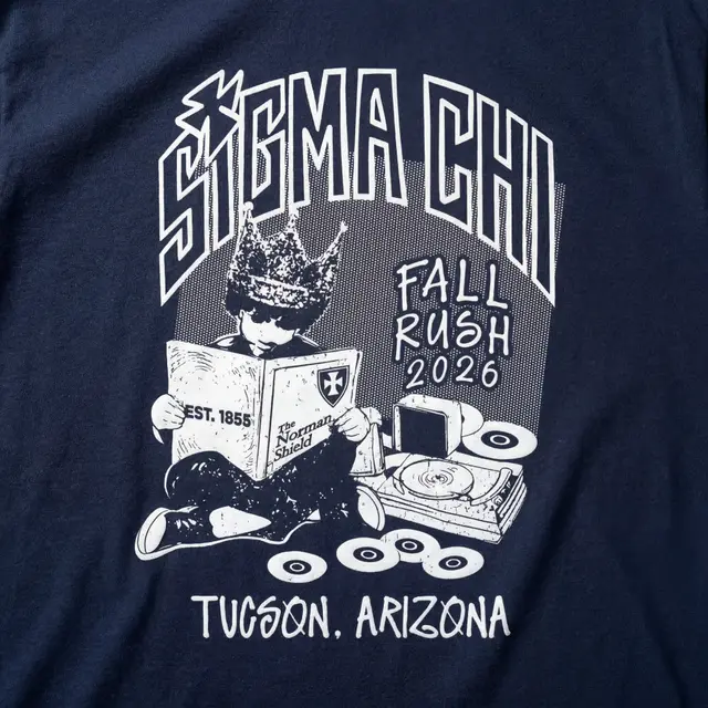 Sigma Chi Kid Reading Crowned Graphic Rush Shirt
