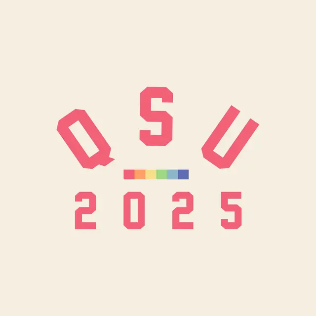 Queer Student Union Bold Block Rainbow Accent PR Hoodie