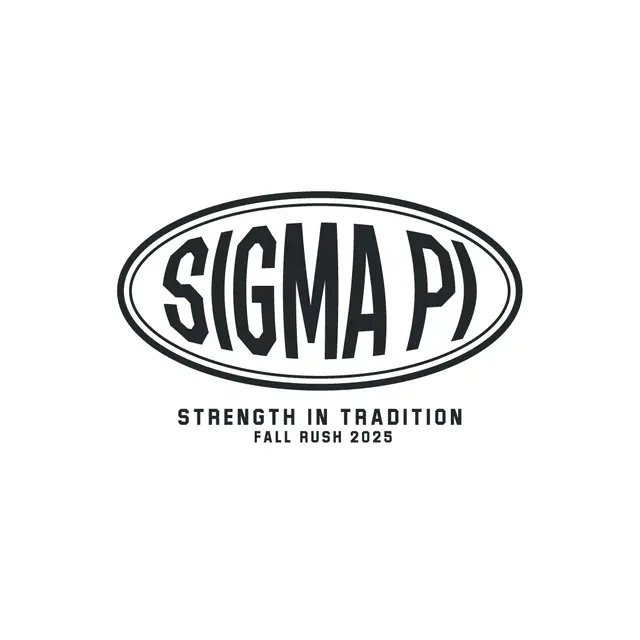 Sigma Pi Oval Logo Strength Text Fall Rush Hoodie