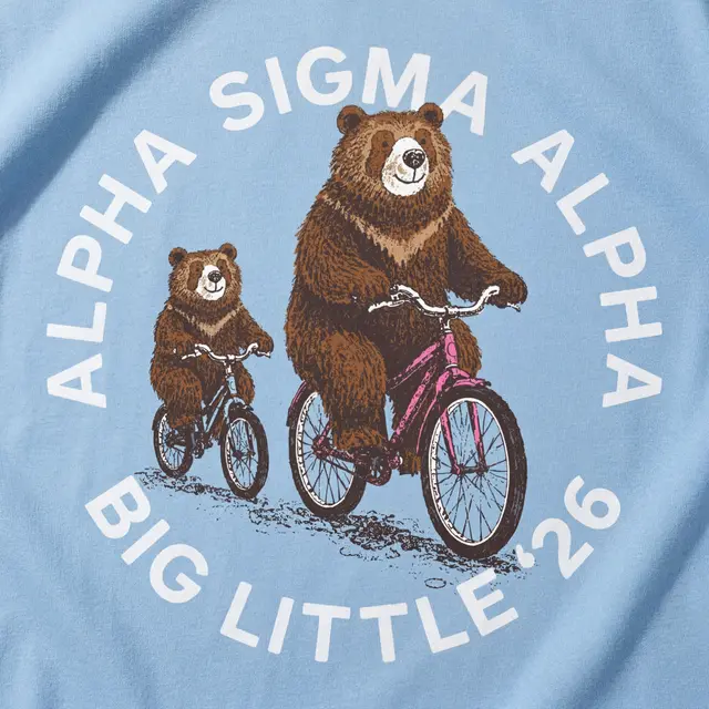 Alpha Sigma Alpha Bicycle Riding Bears Big Little Reveal Crewneck