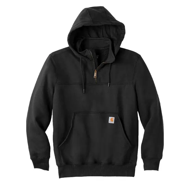 RAIN-DEFENDER-PAXTON-HEAVYWEIGHT-HOODED-ZIP-MOCK-SWEATSHIRT-Black-Front
