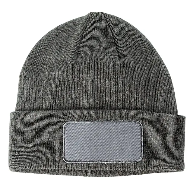 Big Accessories Patch Beanie ba527 Gray Front