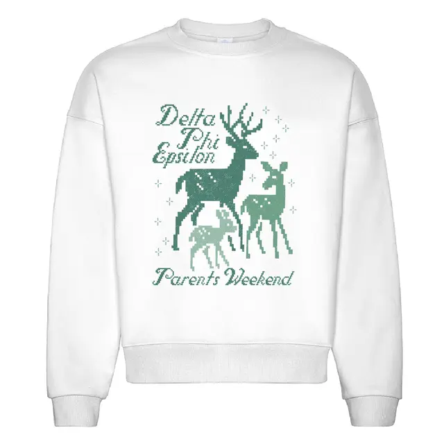 Delta Phi Epsilon Deer Family Graphic Parents Weekend Crewneck-2
