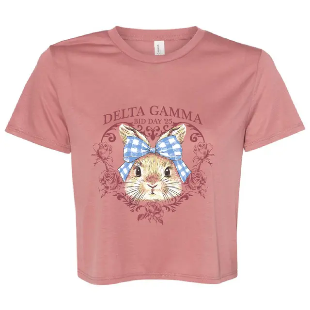 Delta Gamma Bunny with Roses Bid Day Shirt 2