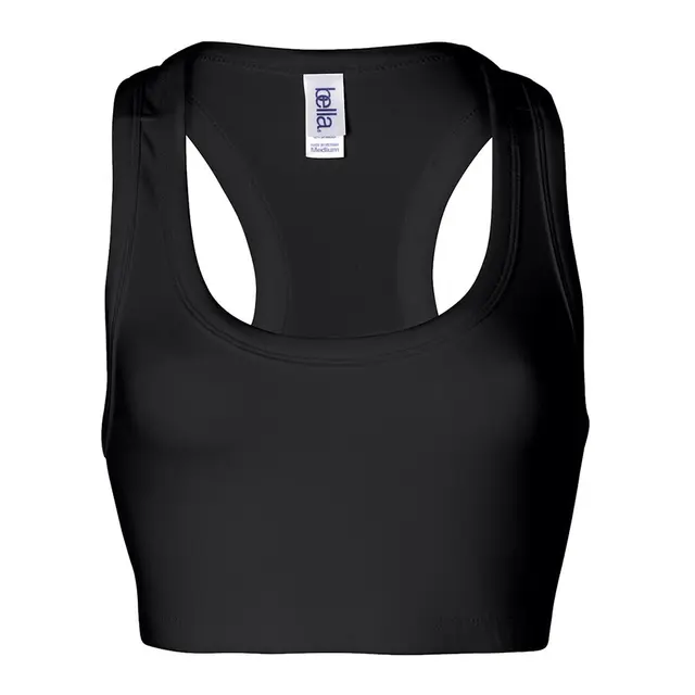 Customizable Bella + Canvas Ladies' Nylon Spandex Sports Bra 970 Black Front