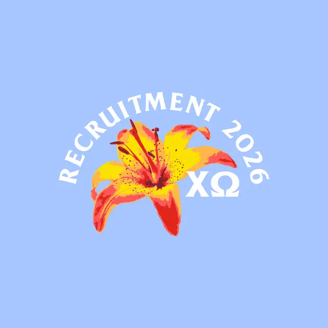 Chi Omega Bright Lily with Curved Text Recruitment Tank
