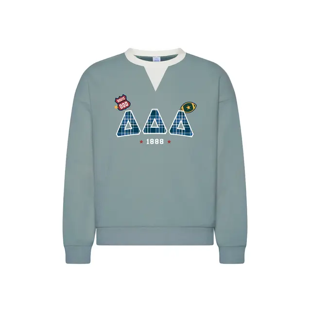 Delta Delta Delta Plaid Letters Route Graphic Sweater 2