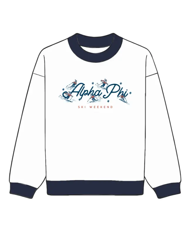 Alpha Phi Skiing Action Graphic PR Sweater