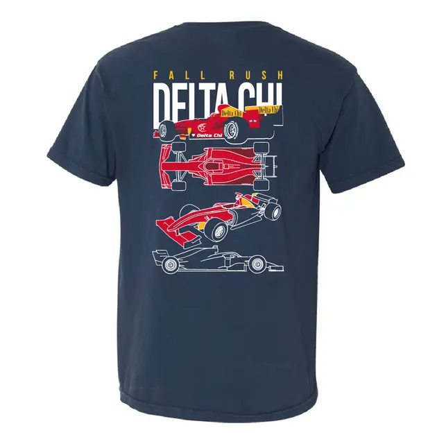Delta Chi Race Car Illustration Rush Shirt 2