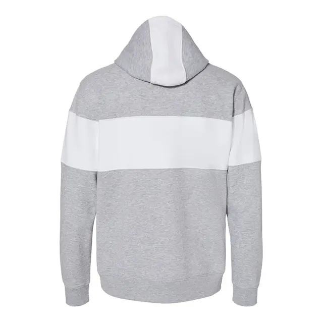 Customizable J America Varsity Fleece Colorblocked Hooded Sweatshirt 8644 Oxford Back