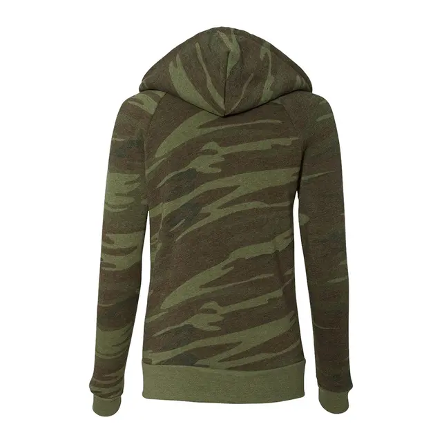 Customizable Alternative Women’s Adrian Eco-Fleece Full-Zip Hooded Sweatshirt 9573 Camo Back