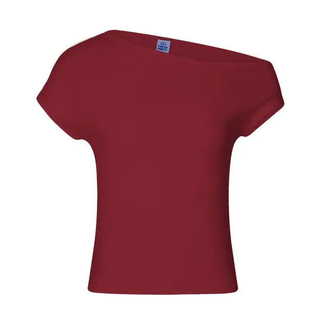Fresh Prints Chloe Off the Shoulder Top Cranberry Red mto Front MtoASP2026