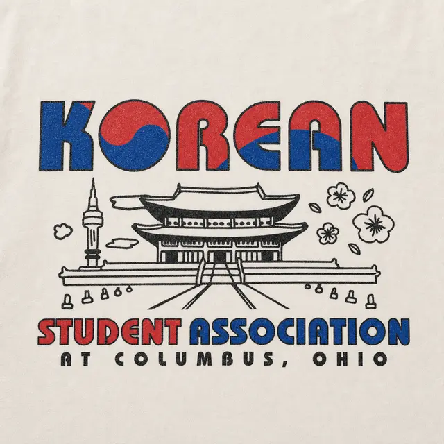 Korean Student Association Colorful Hanok Illustration PR Shirt