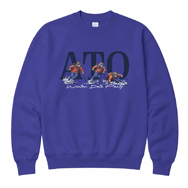 Alpha Tau Omega Skiing Bear Illustration Date Party Sweater 2