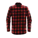 Stormtech Men's Logan Snap Front Shirt sfx-1 Black with Red Plaid Front