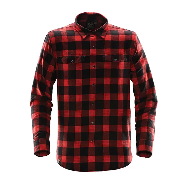 Stormtech Men's Logan Snap Front Shirt sfx-1 Black with Red Plaid Front
