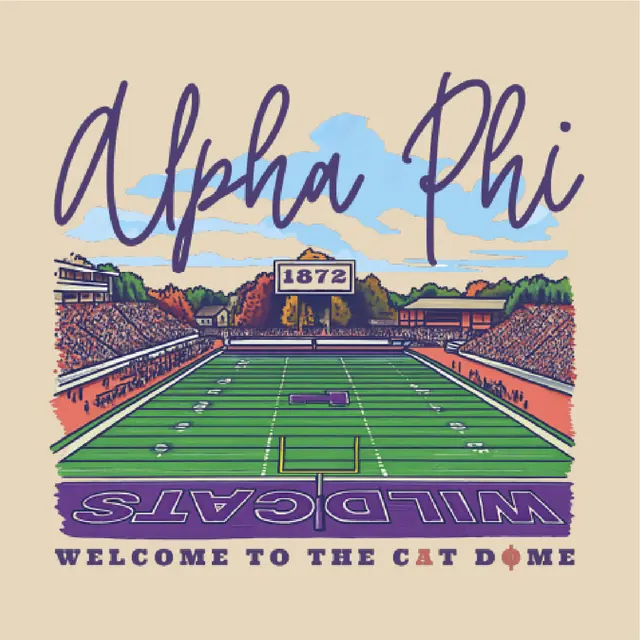 Alpha Phi Football Field Graphic Game Day Shirt