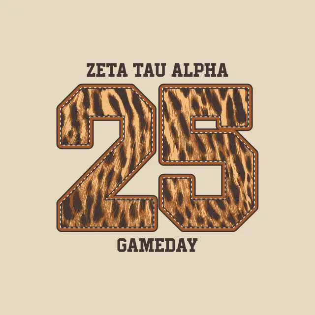 Zeta Tau Alpha Leopard Print 25 Gameday Shirt