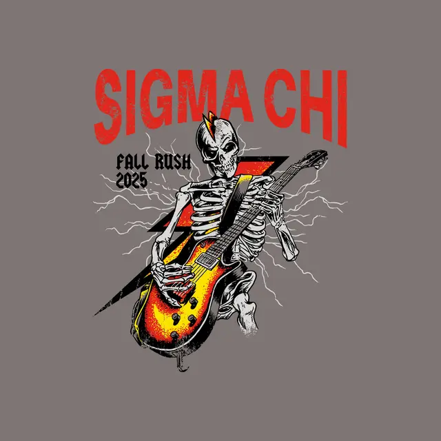Sigma Chi Electric Skeleton Graphic Fall Rush Shirt