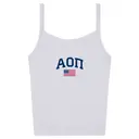 Alpha Omicron Pi Bold Text with American Flag PR Tank 2