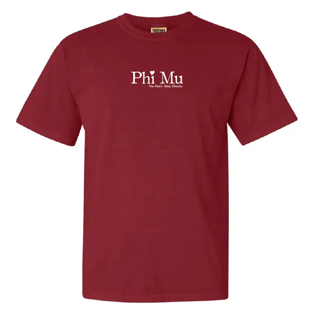Phi Mu Serif Text with Heart Philanthropy Shirt 2