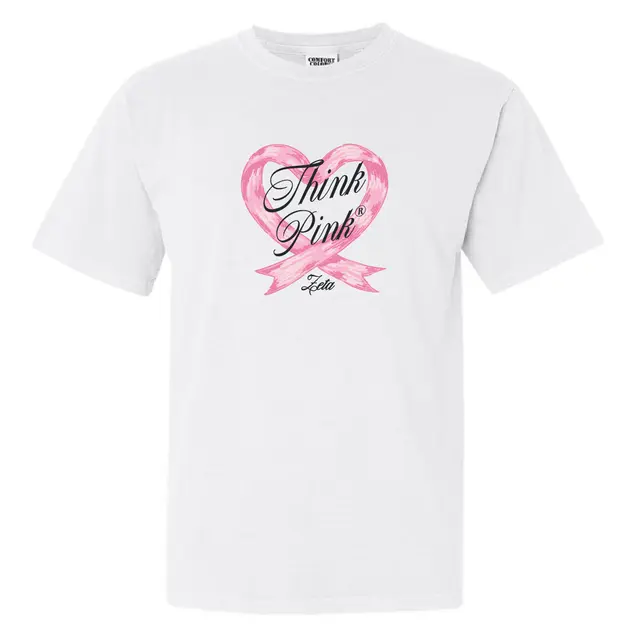 Zeta Tau Alpha Pink Ribbon Heart Philanthropy Shirt 2