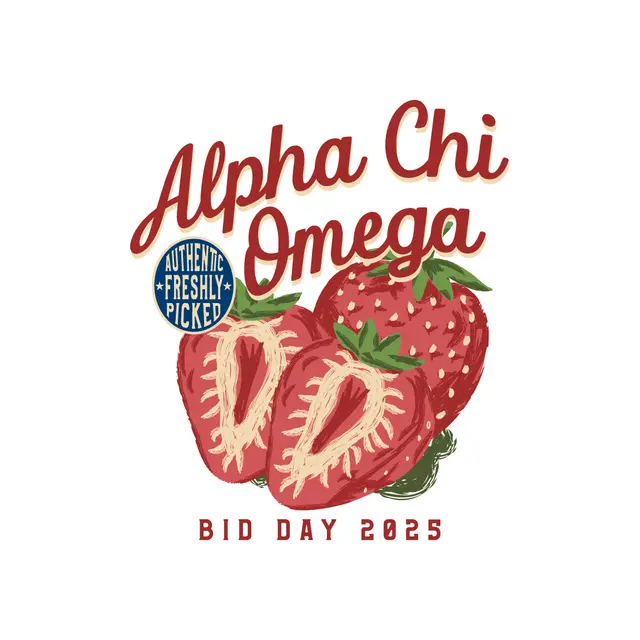 Alpha Chi Omega Fresh Strawberry Graphic Bid Day Shirt