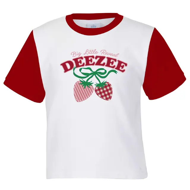 Patterned Strawberry Graphic Big Little Reveal Shirt Design for Delta Zeta