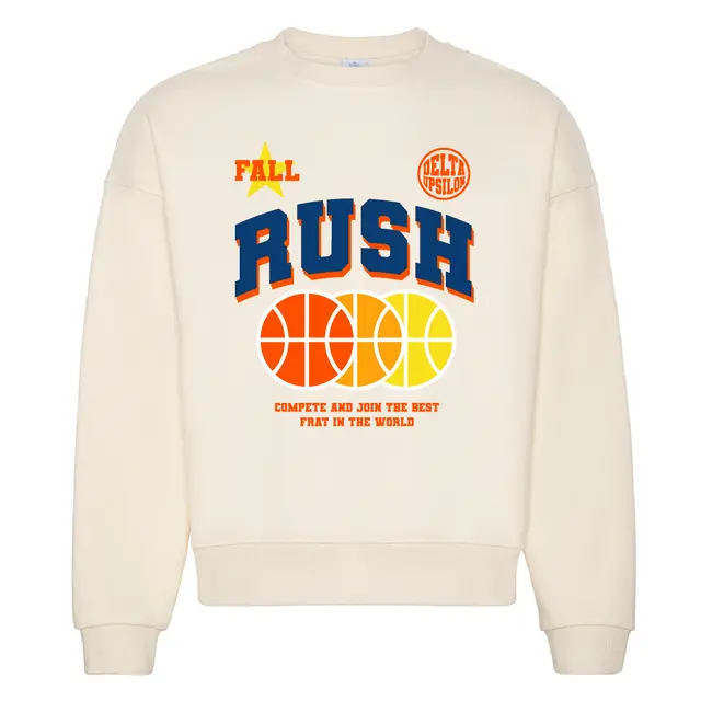 Delta Upsilon Block Lettering Basketball Theme Rush Crewneck 2