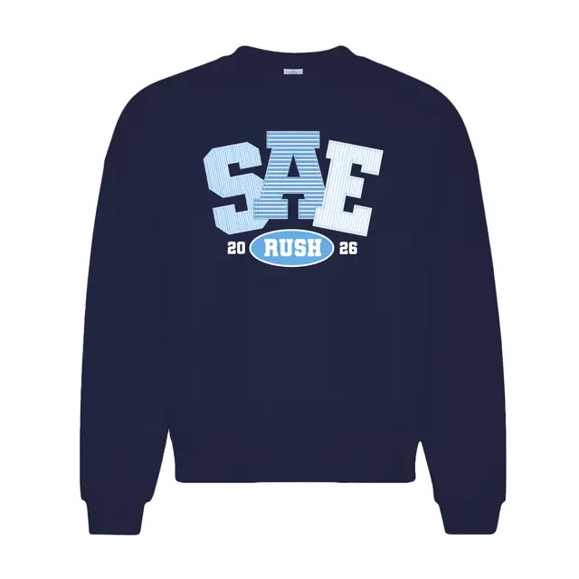 Sigma Alpha Epsilon Striped Lettering Rush Crewneck 2