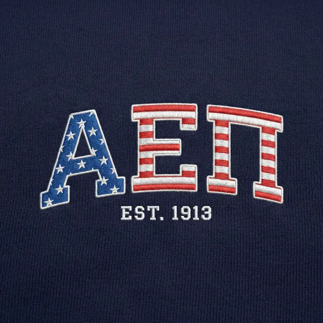 Alpha Epsilon Pi Star Spangled Typography PR Crewneck