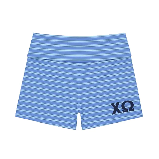 Chi Omega Striped Lettering PR Shorts 2