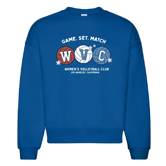 Women's Volleyball Game Set Match Text PR Crewneck 2