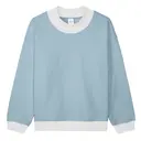 Fresh Prints FP123 Denver Heavyweight Color Block Mock Neck Slate Blue White mto Front