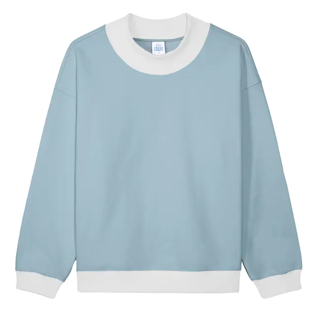 Fresh Prints FP123 Denver Heavyweight Color Block Mock Neck Slate Blue White mto Front