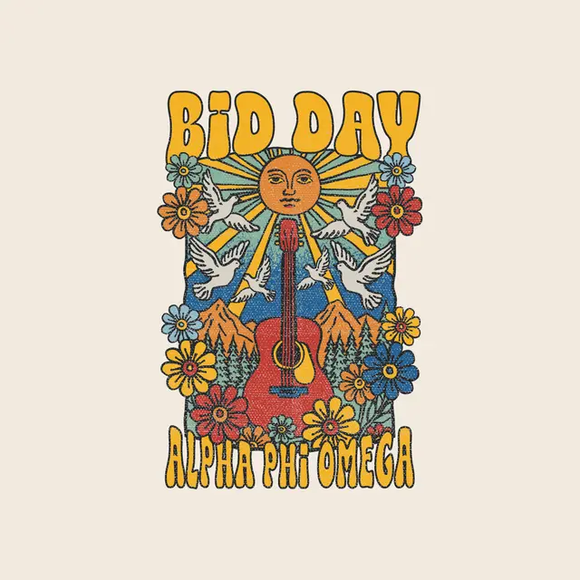 Alpha Phi Omega Sun and Guitar Bid Day Crewneck