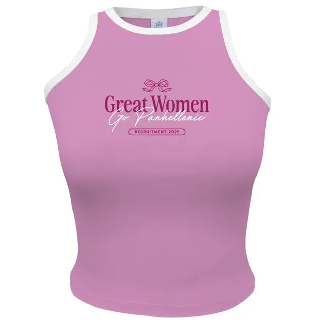 National Panhellenic Conference Pink Bow Text Recruitment Tank 2