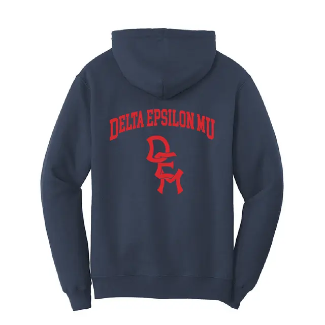 Delta Epsilon Mu Arched Lettering PR Hoodie 2