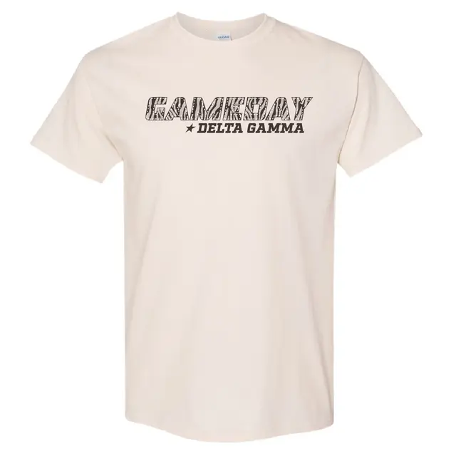 Delta Gamma Animal Print Text Game Day Shirt 2