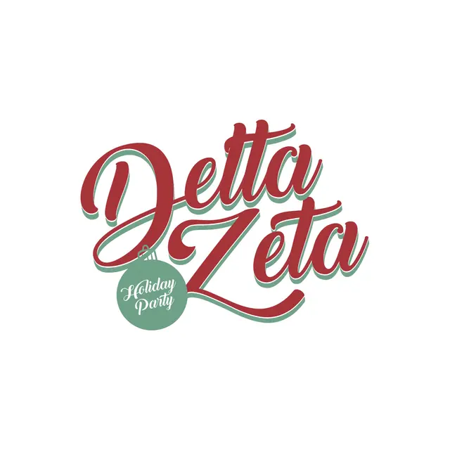 Delta Zeta Swirly Texts and Ornament Holiday Party Hoodie